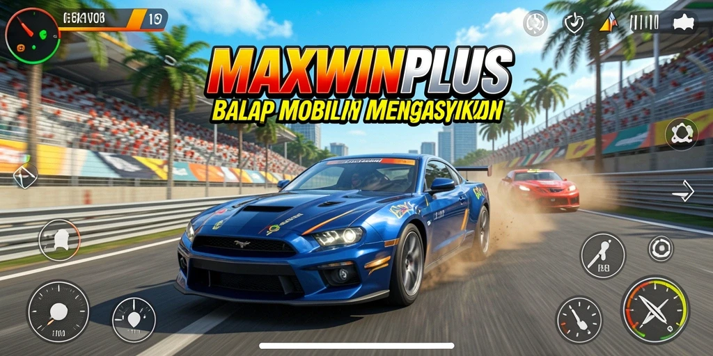 Tampilan grafis dari gameplay balap mobil MAXWINPLUS yang mendebarkan.