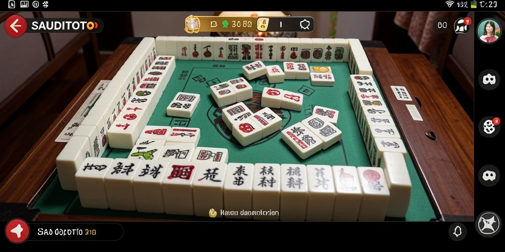 Screenshot gameplay SAUDITOTO menampilkan suasana permainan Mahjong yang menarik.