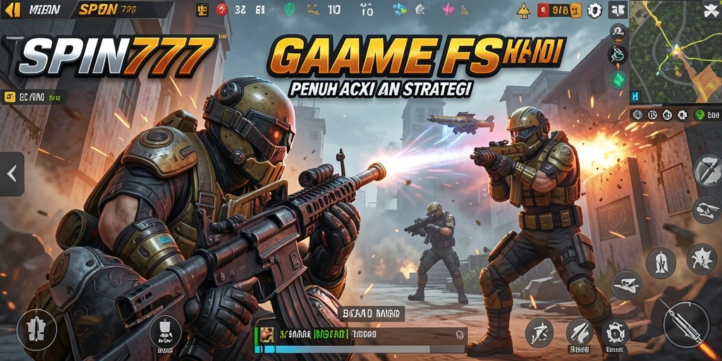 Screenshot utama SPIN777 menampilkan aksi seru di medan perang.